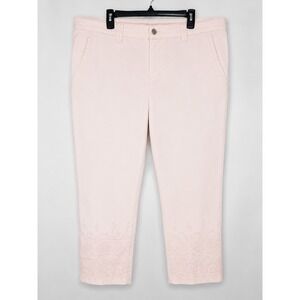 Jag Capri Pants 24W Pink Embroidered Hem Stretch Casual Plus Size Women